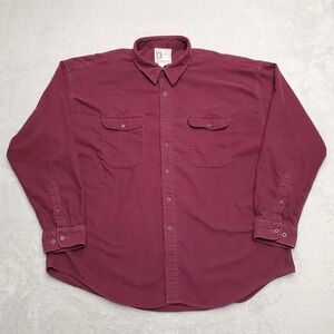 Vintage Point West Shirt Men XXL Maroon Super Chamois Flannel Long Sleeve Casual